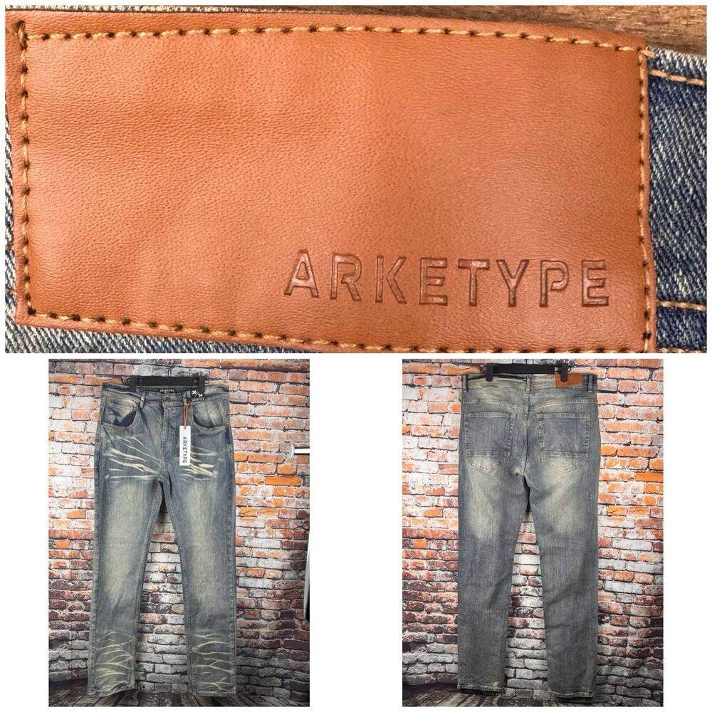 ARKETYPE Straight Fit Jeans 36"x34" Ubran Streetwear Distressed Casual NWT